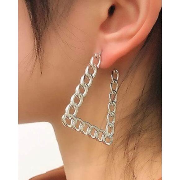 Silver Chunky Chair Earrings - Picture 1 of 3